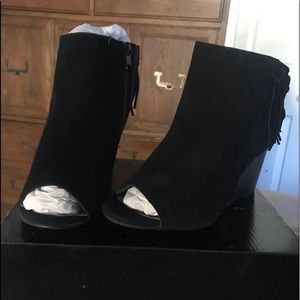 NEW Torrid Suede Leather Wedge booties Black